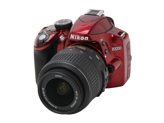 Nikon D3200 25496 Red Digital SLR with 18-55mm f/3.5-5.6 AF-S DX VR NIKKOR Zoom Lens 