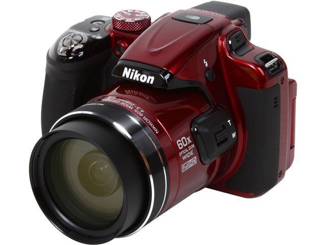 Nikon COOLPIX P600 Red 16.1 MP 60X Optical Zoom 24mm Wide Angle Digital