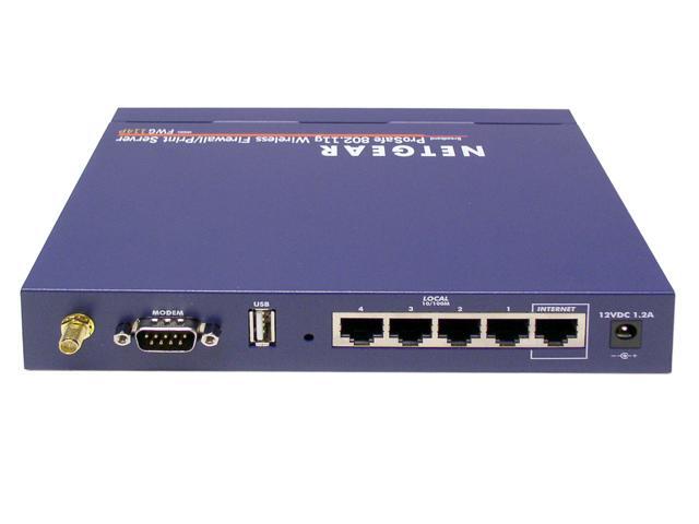 NETGEAR FWG114P 802.11g Wireless VPN Firewall 55.9 Mbps WAN-to-LAN throughput 20 Mbps Average Wireless throughput 54 Mbps Wireless Speed