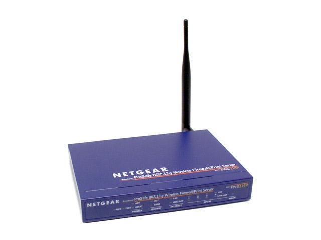 NETGEAR FWG114P 802.11g Wireless VPN Firewall 55.9 Mbps WAN-to-LAN throughput 20 Mbps Average Wireless throughput 54 Mbps Wireless Speed