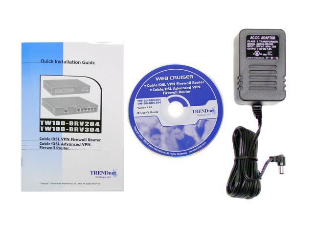 TRENDnet TW100-BRV304 Cable/DSL Advanced VPN Firewall Router 1 x 10/100Mbps WAN Ports 4 x 10/100Mbps LAN Ports