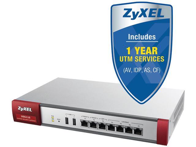 ZyXEL USG110 Next-Generation USG with 100 VPN Tunnels, SSL VPN, 2 GbE WAN, 1 OPT GbE, 4 GbE LAN/DMZ, with 1 Year UTM Services