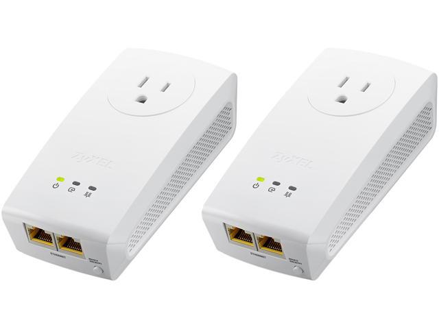 ZyXEL PLA5256KIT HomePlug AV2 SISO AV1000 Powerline Pass-Thru 2-Port Gigabit Ethernet Adapter Kit, up to 1000Mbps