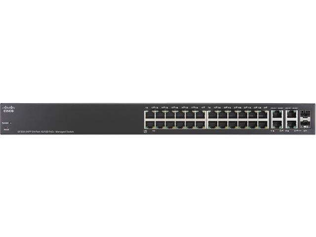Cisco SF300-24PP 24-Port 10/100 PoE+ Managed Switch w/Gig Uplinks