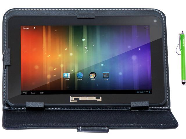 Linsay F-7HD BUNDLE 4 GB 7.0" Tablet Bundle with Leather Blended Case and Pen Stylus