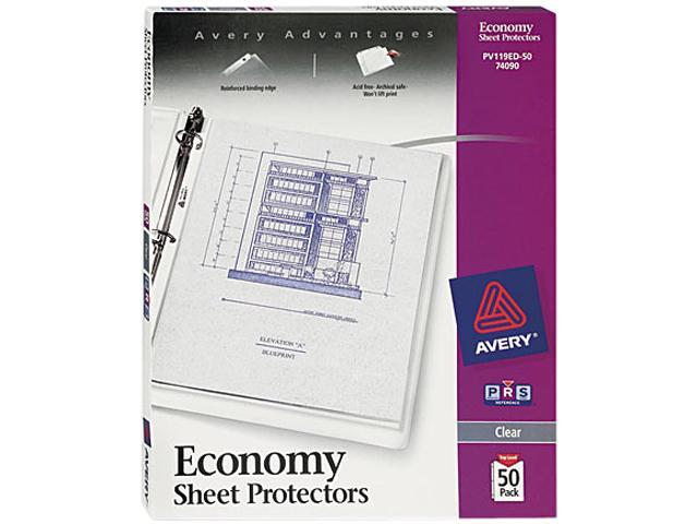 Avery 74090 Top-Load Poly Sheet Protectors, Economy Gauge, Letter, Clear, 50/Box