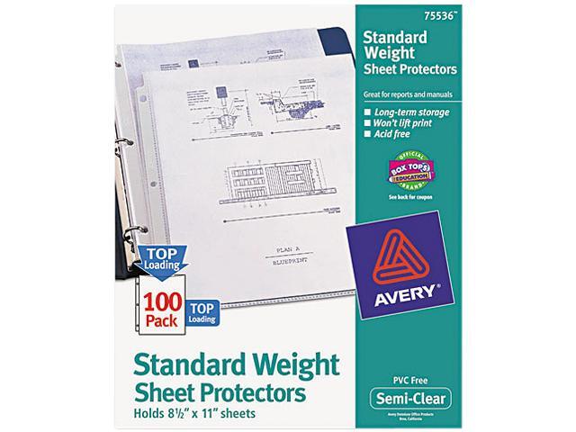 Avery 75536 Top-Load Polypropylene Sheet Protectors, Letter, Semi-Clear, 100/Box