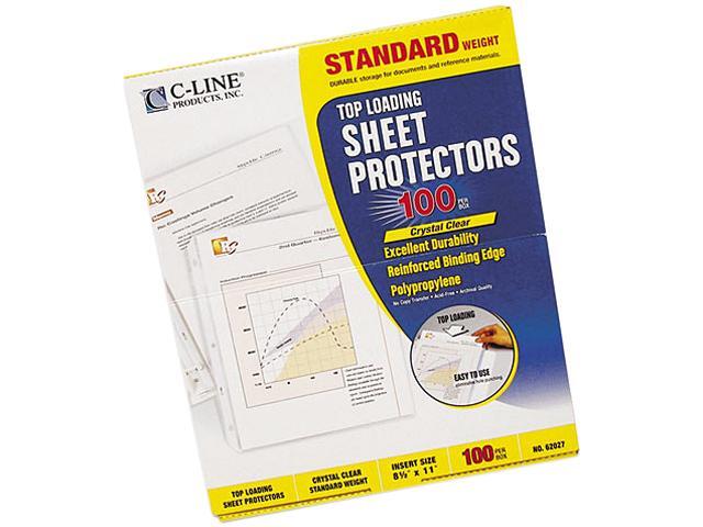 C-line 62027 Top-Load Polypropylene Sheet Protectors, Std Gauge, Letter, Clear, 100/Box