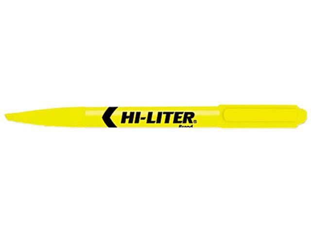 HI-LITER Fluorescent Pen Style Highlighter, Chisel Tip, Yellow Ink (Dozen)