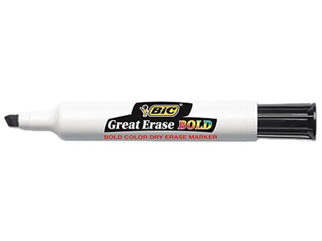BIC DEC11-BK Great Erase Bold Dry Erase Markers, Chisel Tip, Black, Dozen
