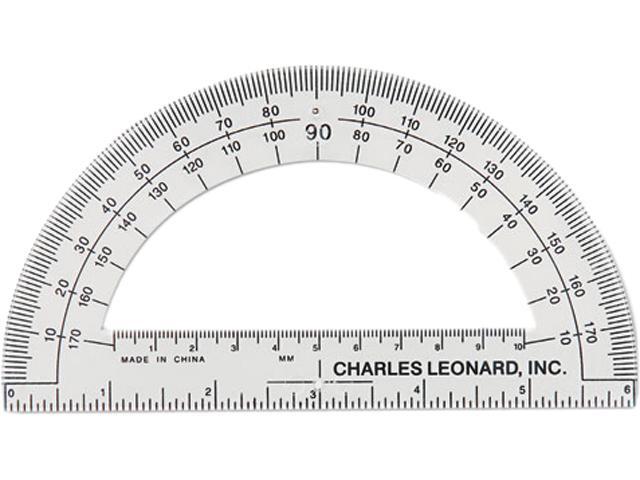 Charles Leonard 77106 Open Center Protractor, Plastic, 6" Ruler Edge, Clear, 1/DZ