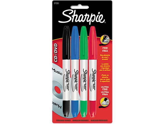 Sharpie 37030PP CD/DVD Markers, Fine/Ultra Fine Point, Assorted, 4/Set