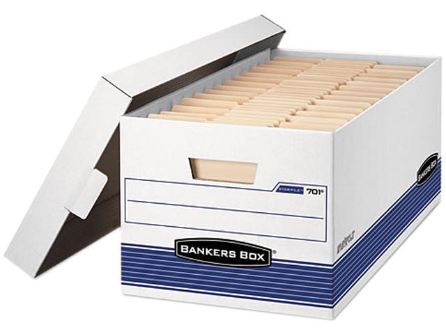 Bankers Box 00702 - Stor/File Storage Box, Legal, Locking Lid, White/Blue, 12/Carton