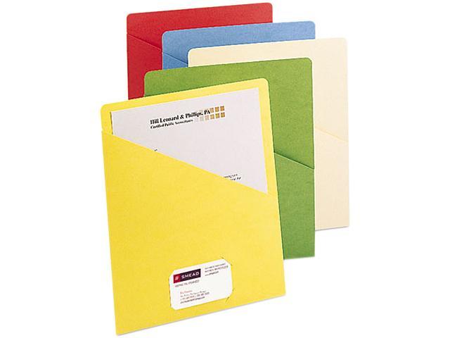 Smead 75425 Slash Pocket Folders, Letter, 11 Point, Blue/Green/Manila