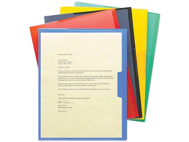 Smead 85740 Clear-Front Project Jackets, Letter, Poly, Black/Blue/Green/Red/Yellow, 5/Pack