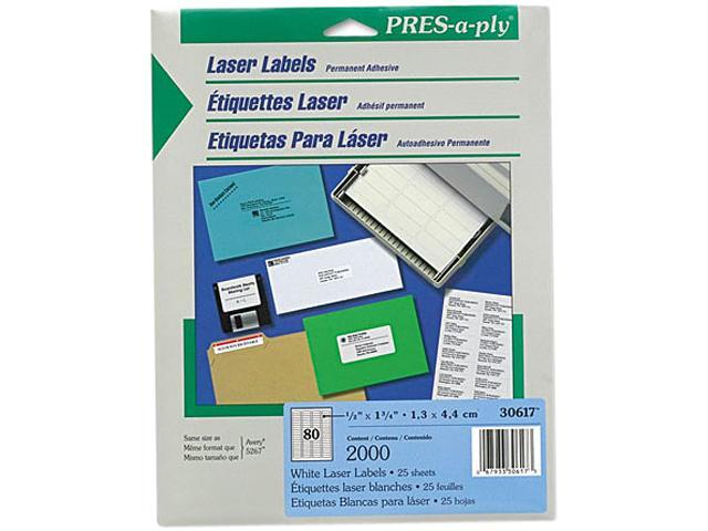 Avery 30617 Pres-A-Ply Laser Address Labels, 1/2 x 1-3/4, White, 2000/Pack
