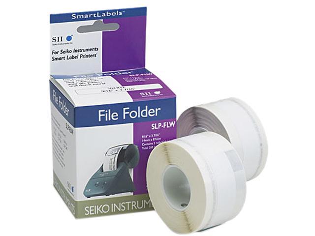 Seiko SLP-FLW Self-Adhesive Folder Labels, 9/16 x 3-7/16, White, 260/Box