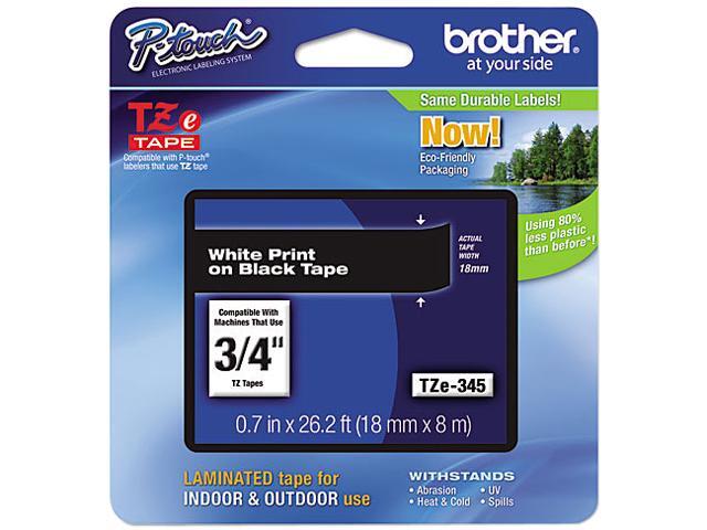 Brother P-Touch TZE345 TZe Standard Adhesive Laminated Labeling Tape, 3/4w, White on Black
