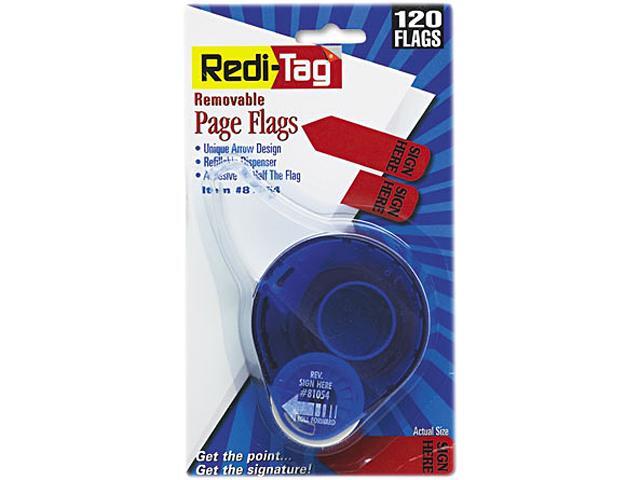 Redi-Tag 81054 Arrow Message Page Flags in Dispenser, "Sign Here", Red, 120/Dispenser