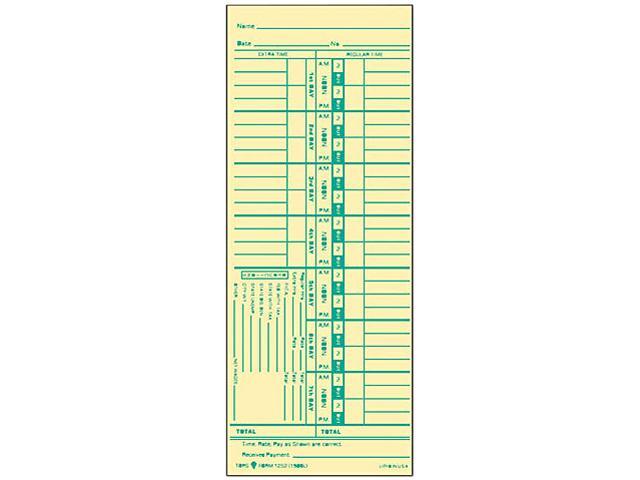 Tops 1252 Time Card for Acroprint and Lathem, Weekly, 3-1/2 x 9, 500/Box
