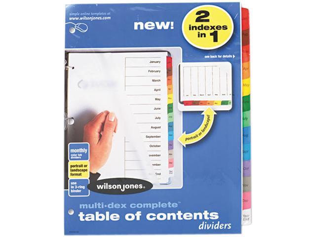 Wilson Jones 90303 Multi-Dex Index, Assorted Color 12 Month Tabs, Letter, 12/Set