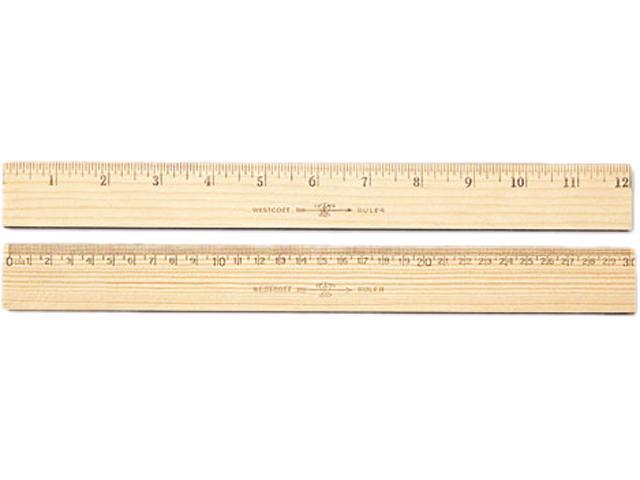 Westcott 10375 Budget Metric Wood Ruler, Single Metal Edge, 12", Clear Lacquer Finish