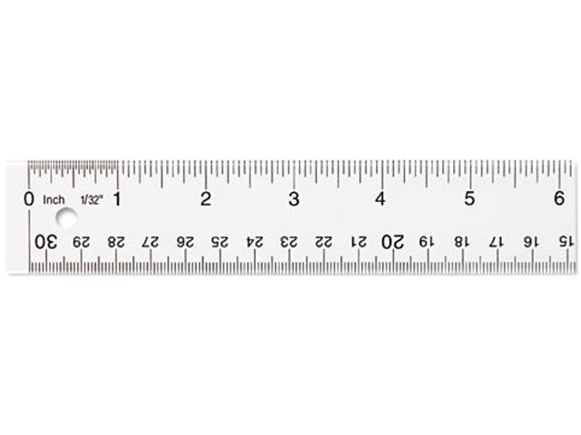 Westcott 10562 Acrylic Ruler w/Two Beveled Edges and Hang Up Hole, 12", Clear