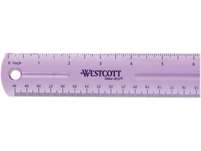Westcott 12975 Jeweltone Plastic Ruler, 12", Assorted Transparent Colors