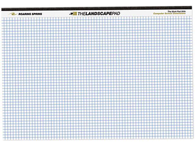 Roaring Spring 74505 Landscape Format Writing Pad, Quad Ruled, 11 x 9-1/2, White, 40 Sheets/Pad
