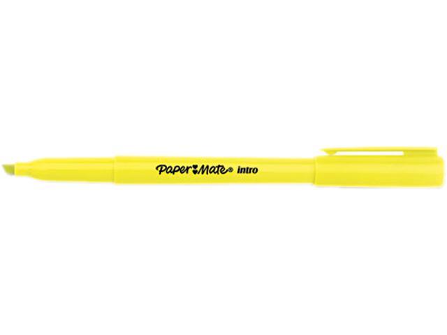 Paper Mate 22725 Intro Highlighters, Chisel Tip, Fluorescent Yellow, 12/Pk
