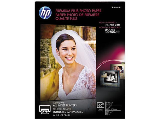 Hewlett-Packard CR669A Premium Plus Photo Paper, 80 lbs., Glossy, 5 x 7, 60 Sheets/Pack
