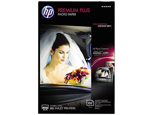 Hewlett-Packard Premium Plus Photo Paper, 80 lbs., Soft-Gloss, 4 x 6, 100 Sheets/Pack