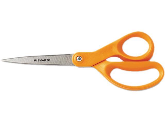 Fiskars 01-004342 Home and Office Scissors, 8 in. Length, Stainless Steel, Straight, Orange Handle