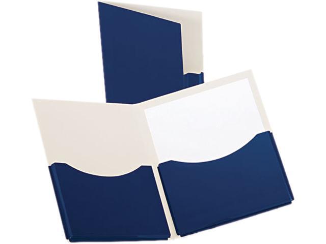 Oxford 54443 Double Stuff Gusseted 2-Pocket Laminated Paper Folder, 200-Sheet Capacity, Navy