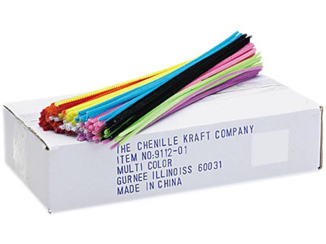 Chenille Kraft 9112-01 Regular Stems, 12" x 4mm, Metal Wire, Polyester, Assorted, 1000/Pack
