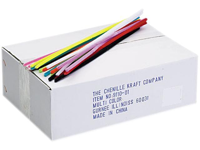 Chenille Kraft 9110-01 Jumbo Stems, 12" x 6mm, Metal Wire, Polyester, Assorted, 1000/Box