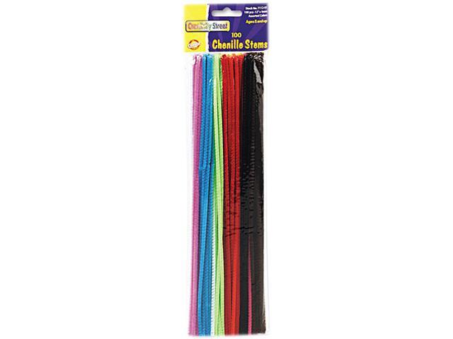 Chenille Kraft 7112-01 Regular Stems, 12" x 4mm, Metal Wire, Polyester, Assorted, 100/Pack