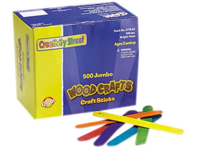 Chenille Kraft 3776-02 Colored Wood Craft Sticks, Jumbo, 4 1/2 x 3/8, Wood, Assorted, 500/Box