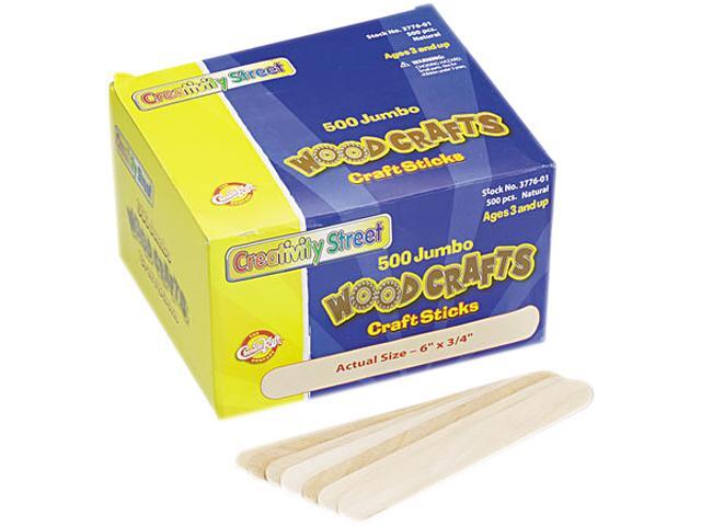 Chenille Kraft 3776-01 Natural Wood Craft Sticks, Jumbo Size, 6 x 3/4, Wood, Natural Wood, 500/Box