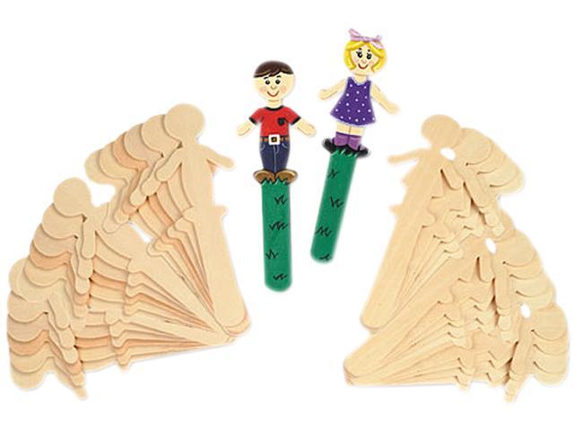 Chenille Kraft 3645-02 People-Shaped Wood Craft Sticks, 5 3/8", Wood, Natural, 36/Pack
