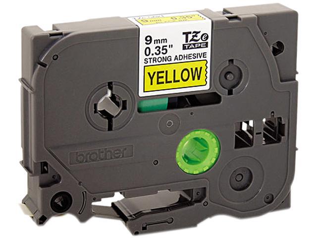 Brother TZES621 TZe Extra-Strength Adhesive Laminated Labeling Tape, 3/8w, Black on Yellow