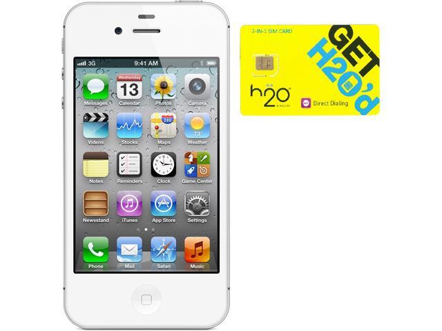 Apple iPhone 4S MF263E/A White 8GB Unlocked GSM Cell Phone + H2O $30 SIM Card