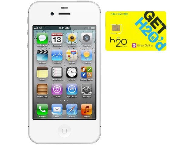 Apple iPhone 4S MF263E/A White 8GB Unlocked GSM Cell Phone + H2O $50 SIM Card