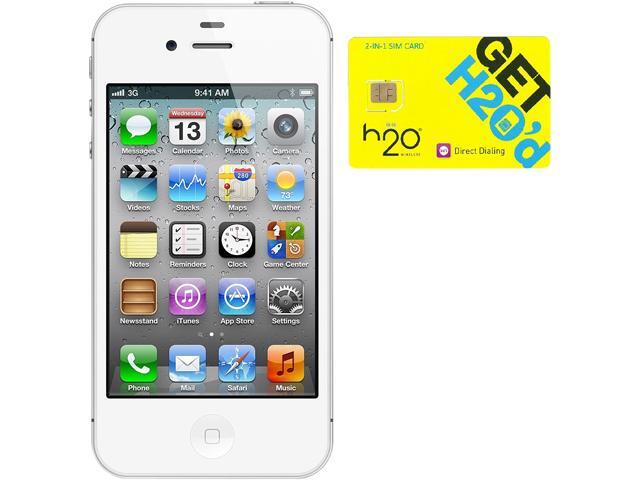 Apple iPhone 4S MF263E/A White 8GB Unlocked GSM Cell Phone + H2O $60 SIM Card