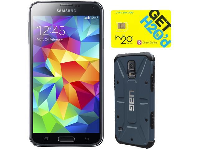 Samsung Galaxy S5 16GB 3G Unlocked GSM Phone + UAG Slate Case + H2O SIM Card 5.1" 2GB RAM Charcoal Black