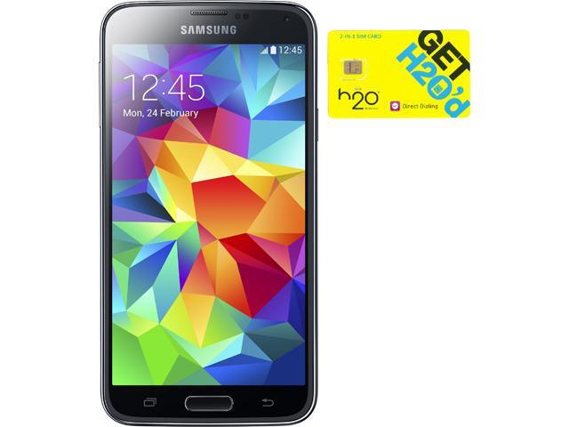 Samsung Galaxy S5 G900H Black 16GB Android Phone + H2O $30 SIM Card