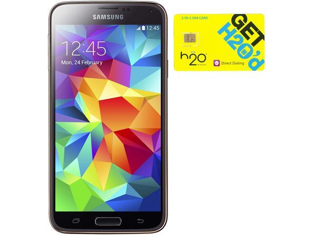 Samsung Galaxy S5 G900H Gold 16GB Android Phone + H2O $50 SIM Card