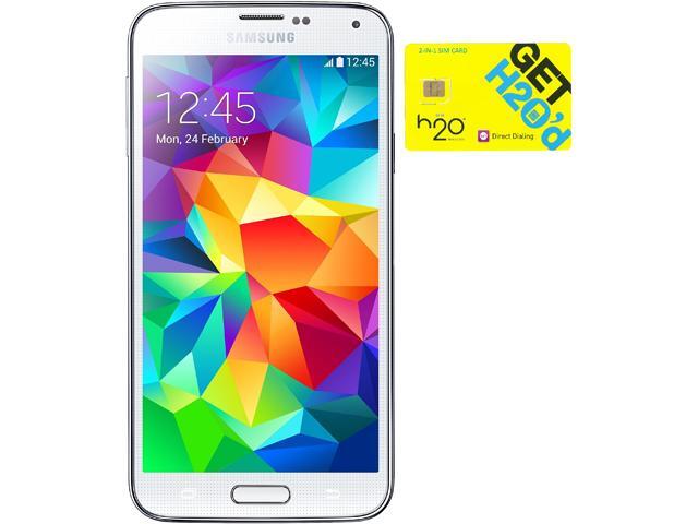 Samsung Galaxy S5 G900H White 16GB Android Phone + H2O $60 SIM Card