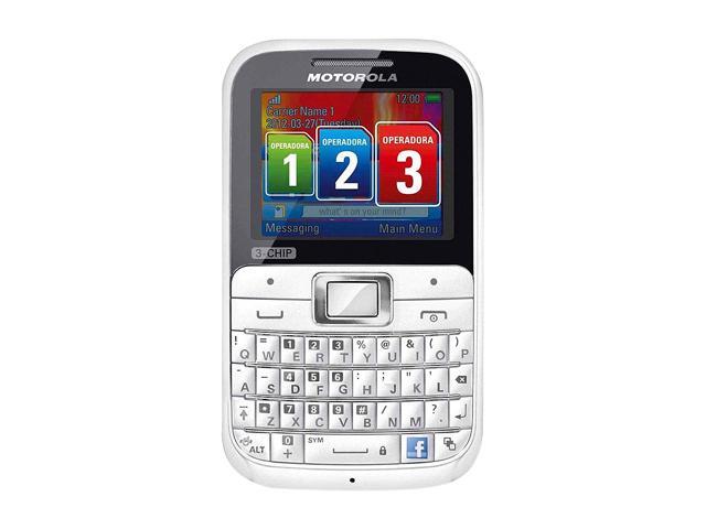 Motorola MOTOKEY 3-CHIP EX117 50 MB 2G Unlocked Triple SIM Cell Phone 2.0" 64 MB RAM White / Pink