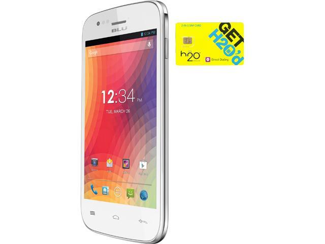 Blu Advance 4.0 A270a White Dual-SIM Android Cell Phone + H2O $30 SIM Card